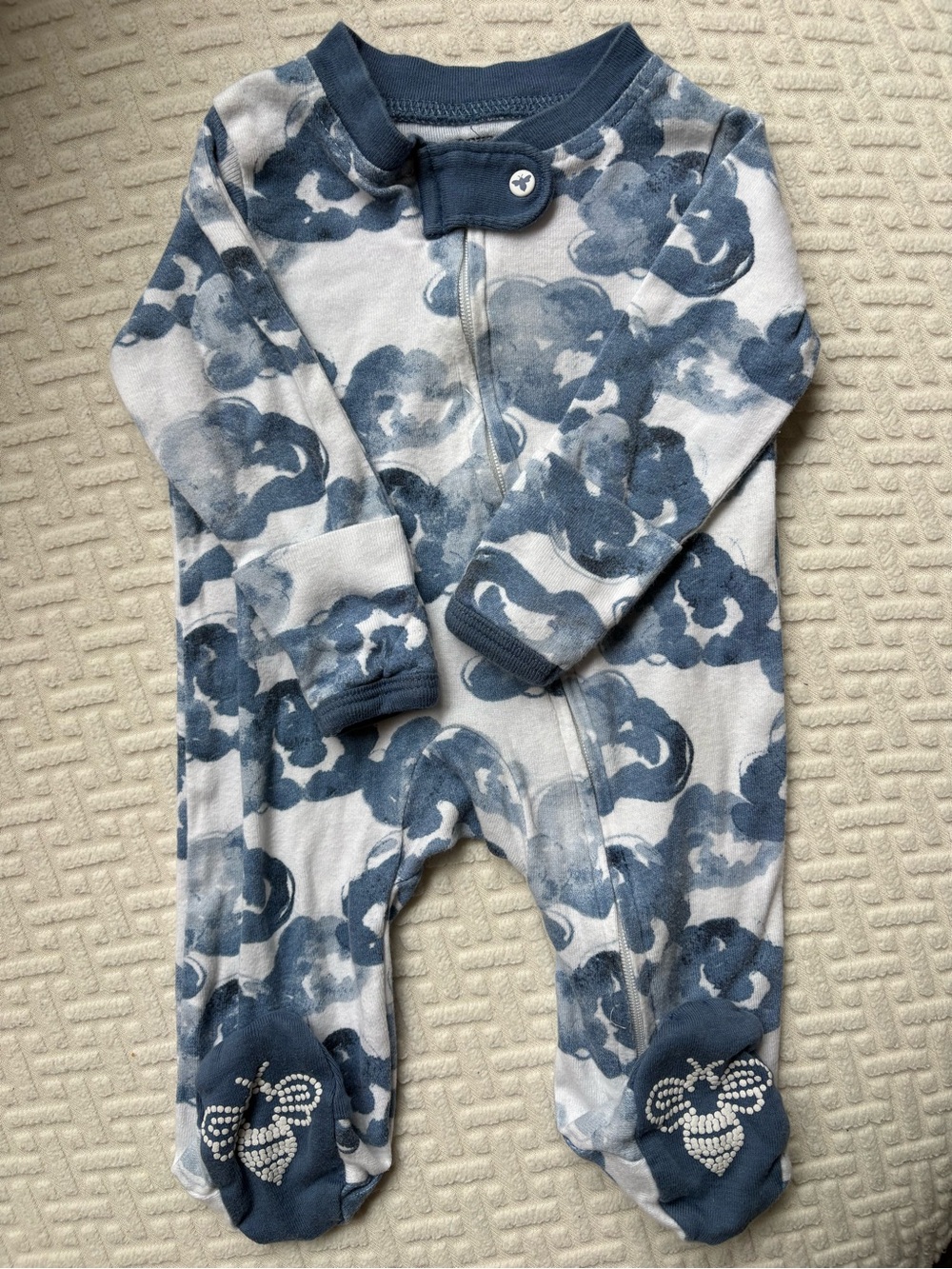 Burt’s Bees blue cloud NB footie pajama